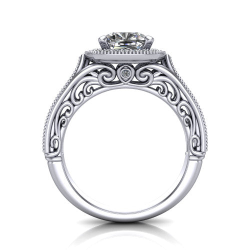 Liana Cushion Shape Halo Engagement Ring in 18K White Gold