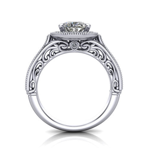 Liana Oval Shape Halo Engagement Ring in Platinum