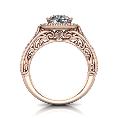 Liana Cushion Shape Halo Engagement Ring in 14K Rose Gold