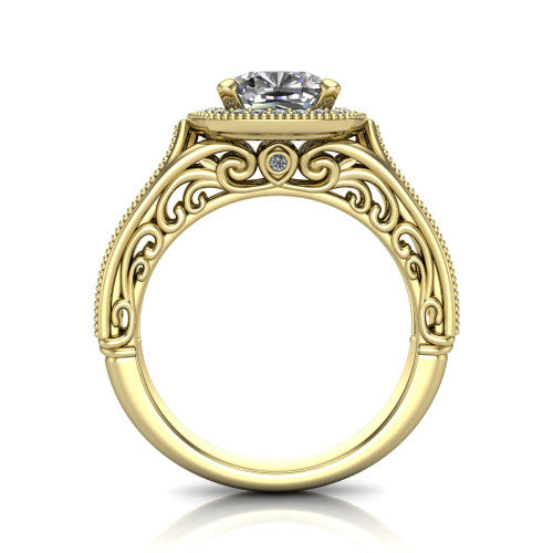 Liana Cushion Shape Halo Engagement Ring in 18K Yellow Gold