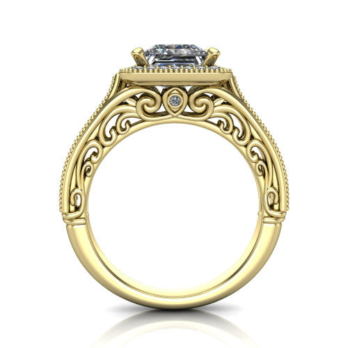 Liana Princess Shape Halo Engagement Ring in 18K Yellow Gold