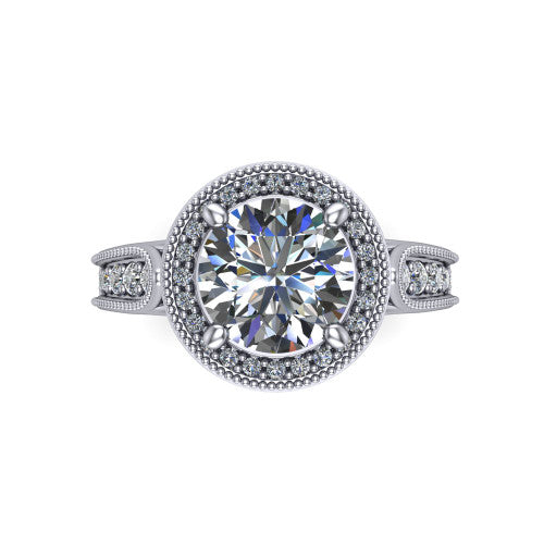 Liana Round Shape Halo Engagement Ring in Platinum