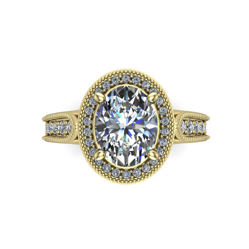 Liana Oval Shape Halo Engagement Ring in 14K Yellow Gold