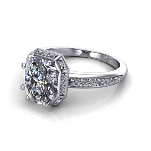 Tessa Oval Shape Halo Engagement Ring in Platinum