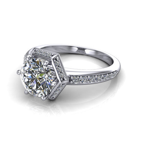Tessa Round Shape Halo Engagement Ring in Platinum