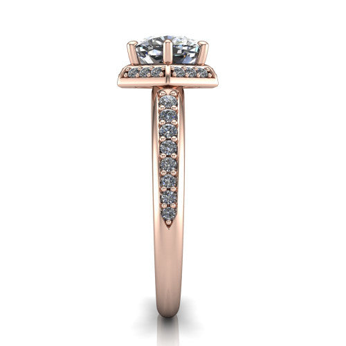 Tessa Cushion Shape Halo Engagement Ring in 14K Rose Gold
