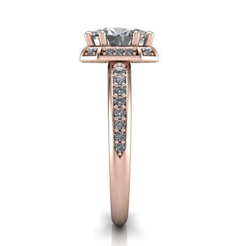 Tessa Oval Shape Halo Engagement Ring in 18K Rose Gold