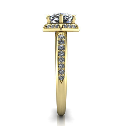 Tessa Cushion Shape Halo Engagement Ring in 18K Yellow Gold