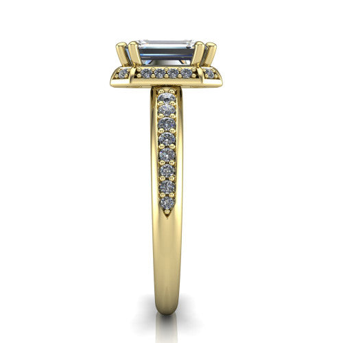 Tessa Emerald Shape Halo Engagement Ring in 18K Yellow Gold