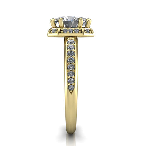 Tessa Oval Shape Halo Engagement Ring in 18K Yellow Gold