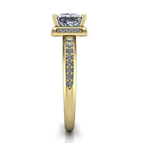 Tessa Princess Shape Halo Engagement Ring in 14K Yellow Gold