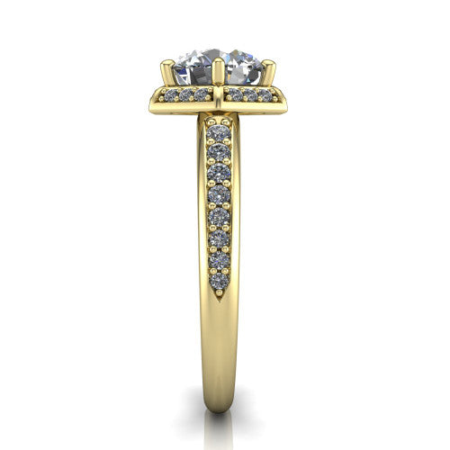 Tessa Round Shape Halo Engagement Ring in 18K Yellow Gold