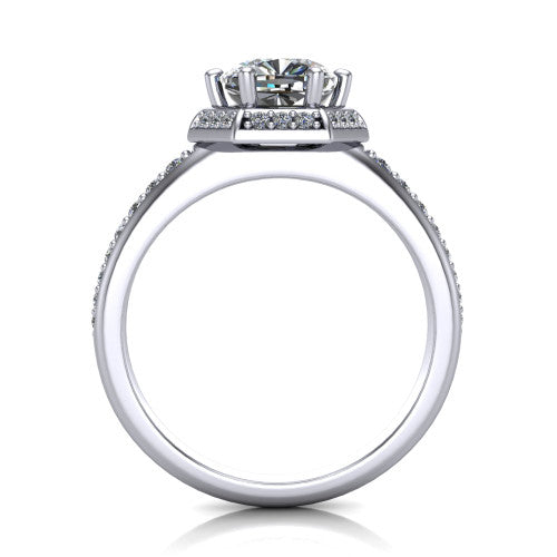 Tessa Cushion Shape Halo Engagement Ring in Platinum