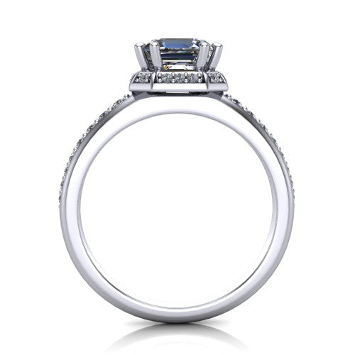 Tessa Square Emerald Shape Halo Engagement Ring in Platinum