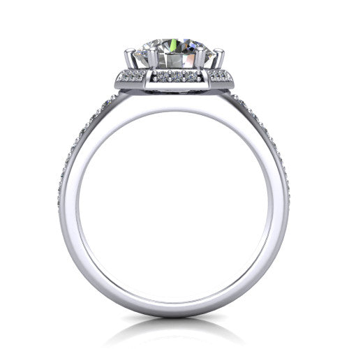 Tessa Round Shape Halo Engagement Ring in 18K White Gold
