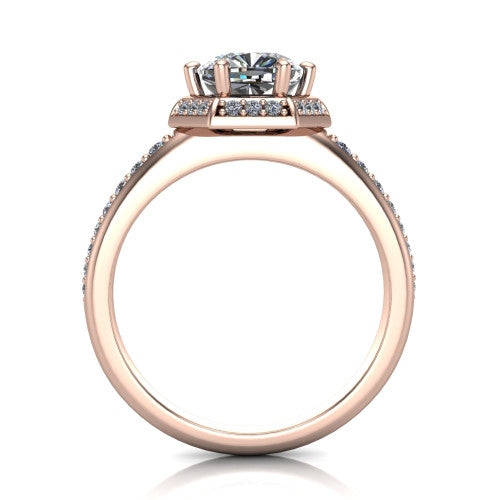 Tessa Cushion Shape Halo Engagement Ring in 14K Rose Gold