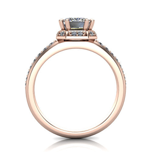 Tessa Emerald Shape Halo Engagement Ring in 18K Rose Gold