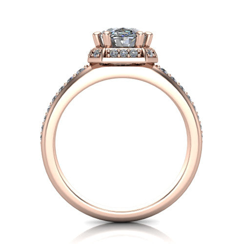 Tessa Oval Shape Halo Engagement Ring in 14K Rose Gold