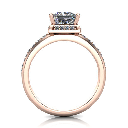 Tessa Princess Shape Halo Engagement Ring in 14K Rose Gold