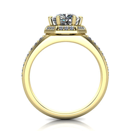 Tessa Cushion Shape Halo Engagement Ring in 14K Yellow Gold