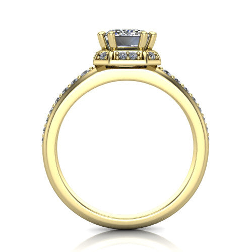 Tessa Emerald Shape Halo Engagement Ring in 14K Yellow Gold