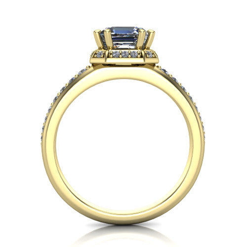 Tessa Square Emerald Shape Halo Engagement Ring in 14K Yellow Gold