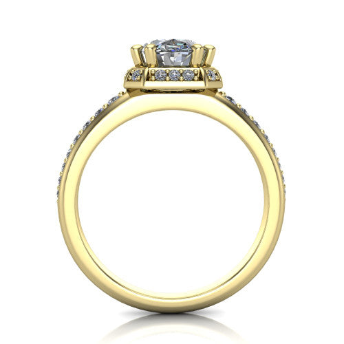 Tessa Oval Shape Halo Engagement Ring in 14K Yellow Gold