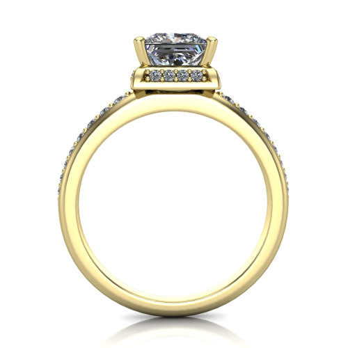 Tessa Princess Shape Halo Engagement Ring in 14K Yellow Gold