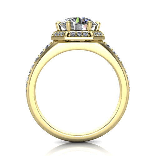 Tessa Round Shape Halo Engagement Ring in 14K Yellow Gold
