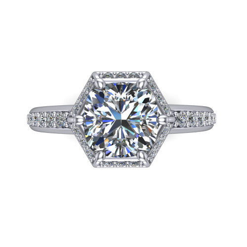Tessa Cushion Shape Halo Engagement Ring in Platinum