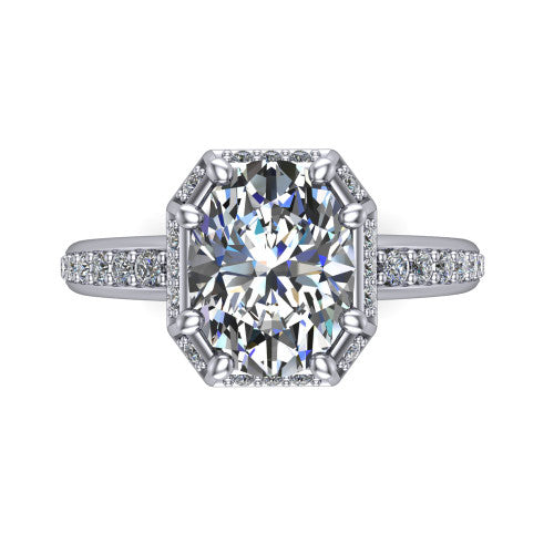 Tessa Oval Shape Halo Engagement Ring in 14K White Gold
