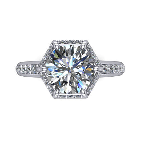 Tessa Round Shape Halo Engagement Ring in 14K White Gold