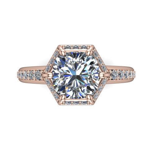 Tessa Cushion Shape Halo Engagement Ring in 14K Rose Gold
