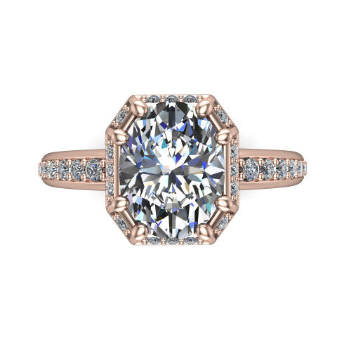 Tessa Oval Shape Halo Engagement Ring in 18K Rose Gold