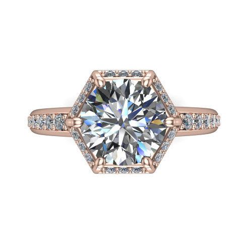 Tessa Round Shape Halo Engagement Ring in 18K Rose Gold