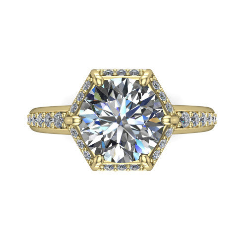 Tessa Round Shape Halo Engagement Ring in 18K Yellow Gold