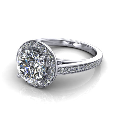 Danica Round Shape Halo Engagement Ring in Platinum