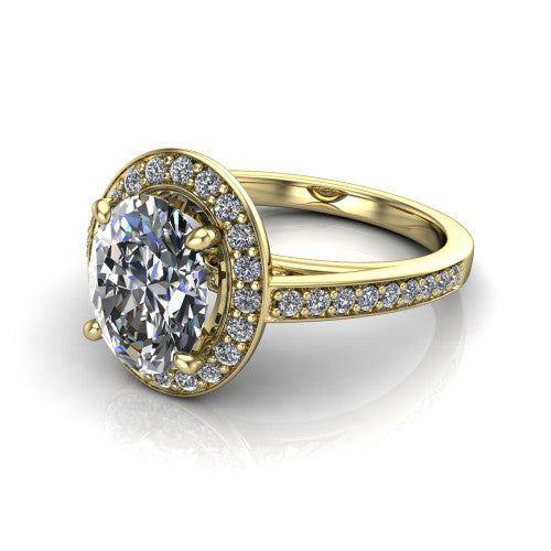 Danica Oval Shape Halo Engagement Ring in 14K Yellow Gold