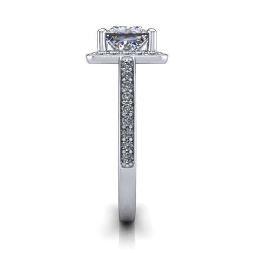 Danica Princess Shape Halo Engagement Ring in Platinum