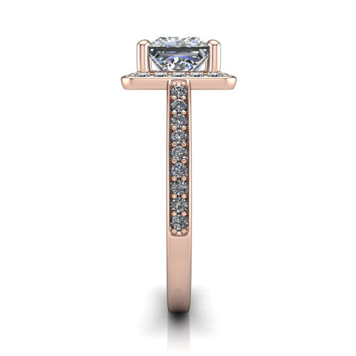Danica Princess Shape Halo Engagement Ring in 14K Rose Gold