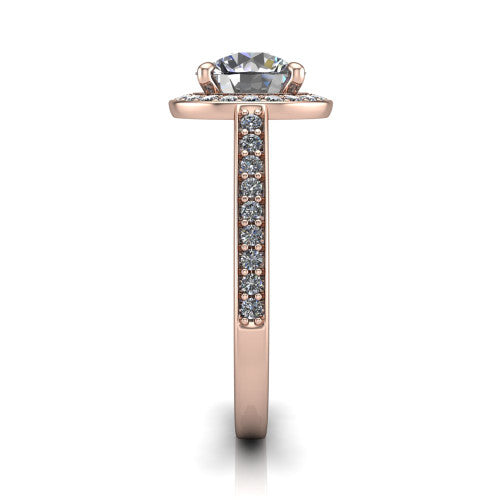 Danica Round Shape Halo Engagement Ring in 18K Rose Gold