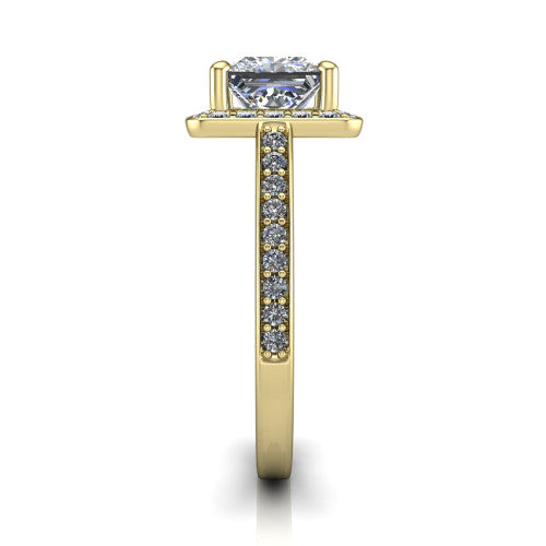 Danica Princess Shape Halo Engagement Ring in 18K Yellow Gold