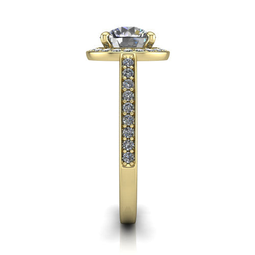 Danica Round Shape Halo Engagement Ring in 14K Yellow Gold