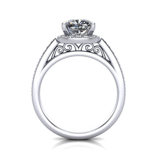 Danica Cushion Shape Halo Engagement Ring in Platinum