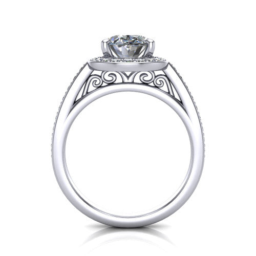 Danica Oval Shape Halo Engagement Ring in 14K White Gold