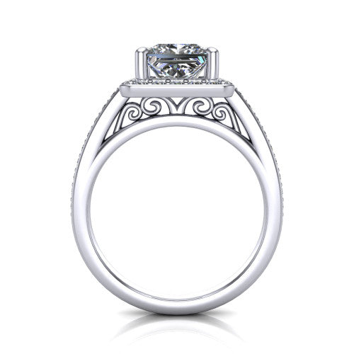 Danica Princess Shape Halo Engagement Ring in Platinum