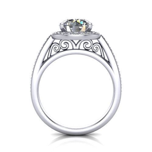 Danica Round Shape Halo Engagement Ring in Platinum