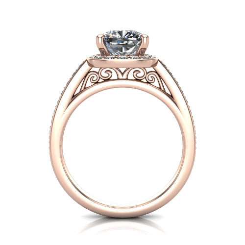 Danica Cushion Shape Halo Engagement Ring in 18K Rose Gold