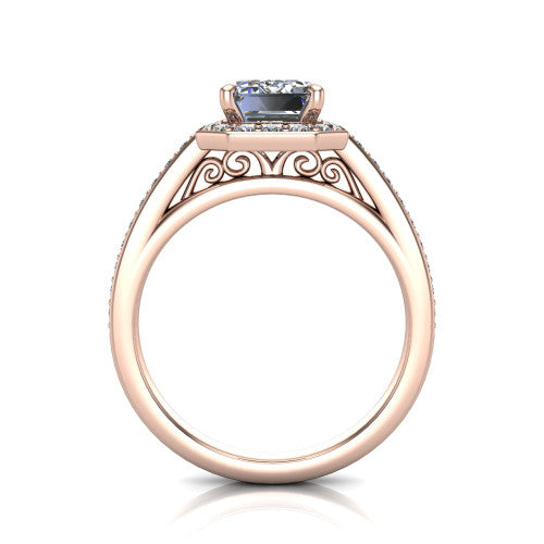 Danica Emerald Shape Halo Engagement Ring in 18K Rose Gold