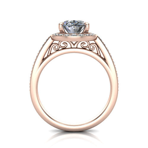 Danica Oval Shape Halo Engagement Ring in 14K Rose Gold
